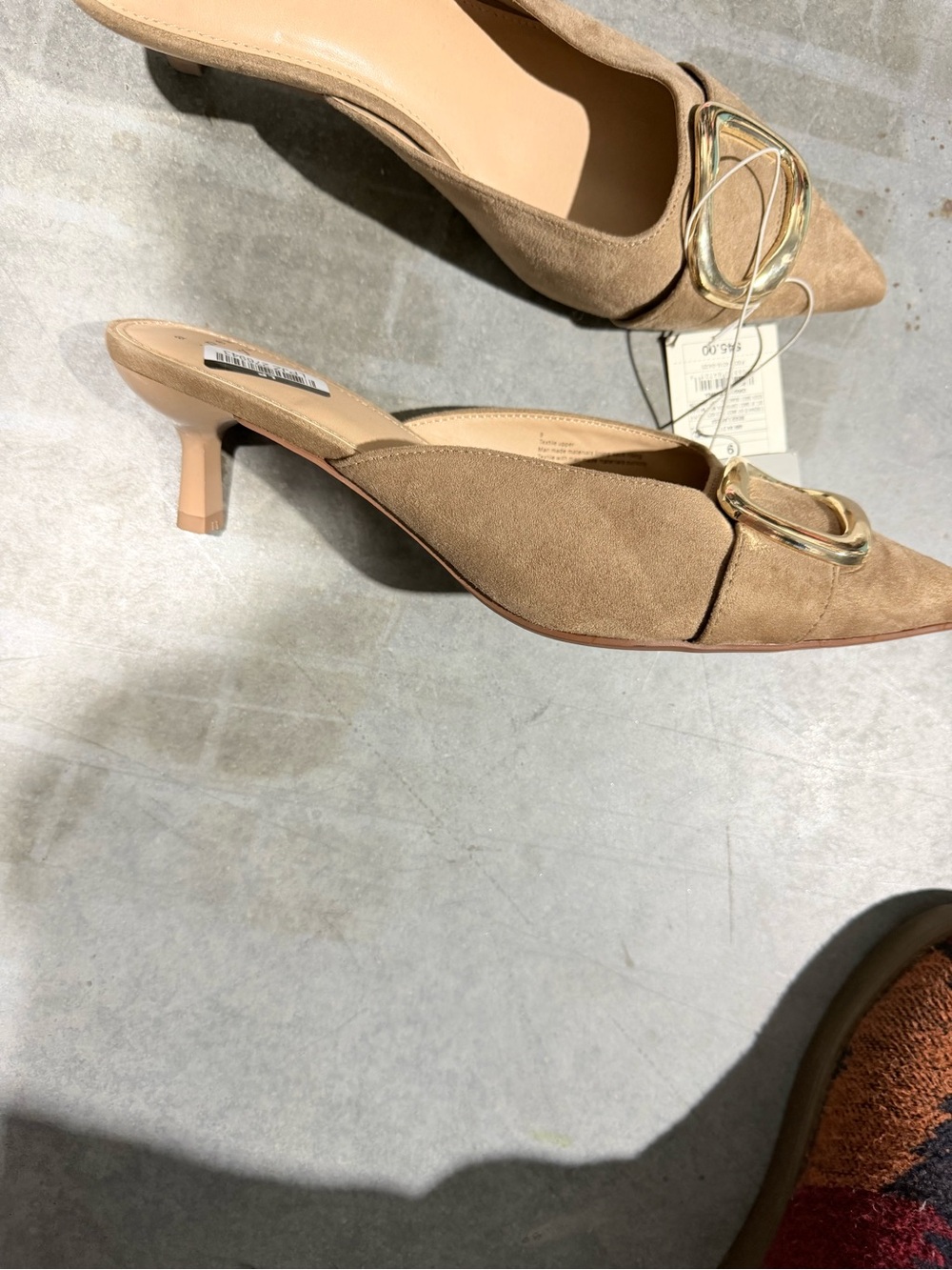 a new day™ Women's Taupe Suede Pointed Mule with Gold Buckle and kitten heel - Picture 6 of 6